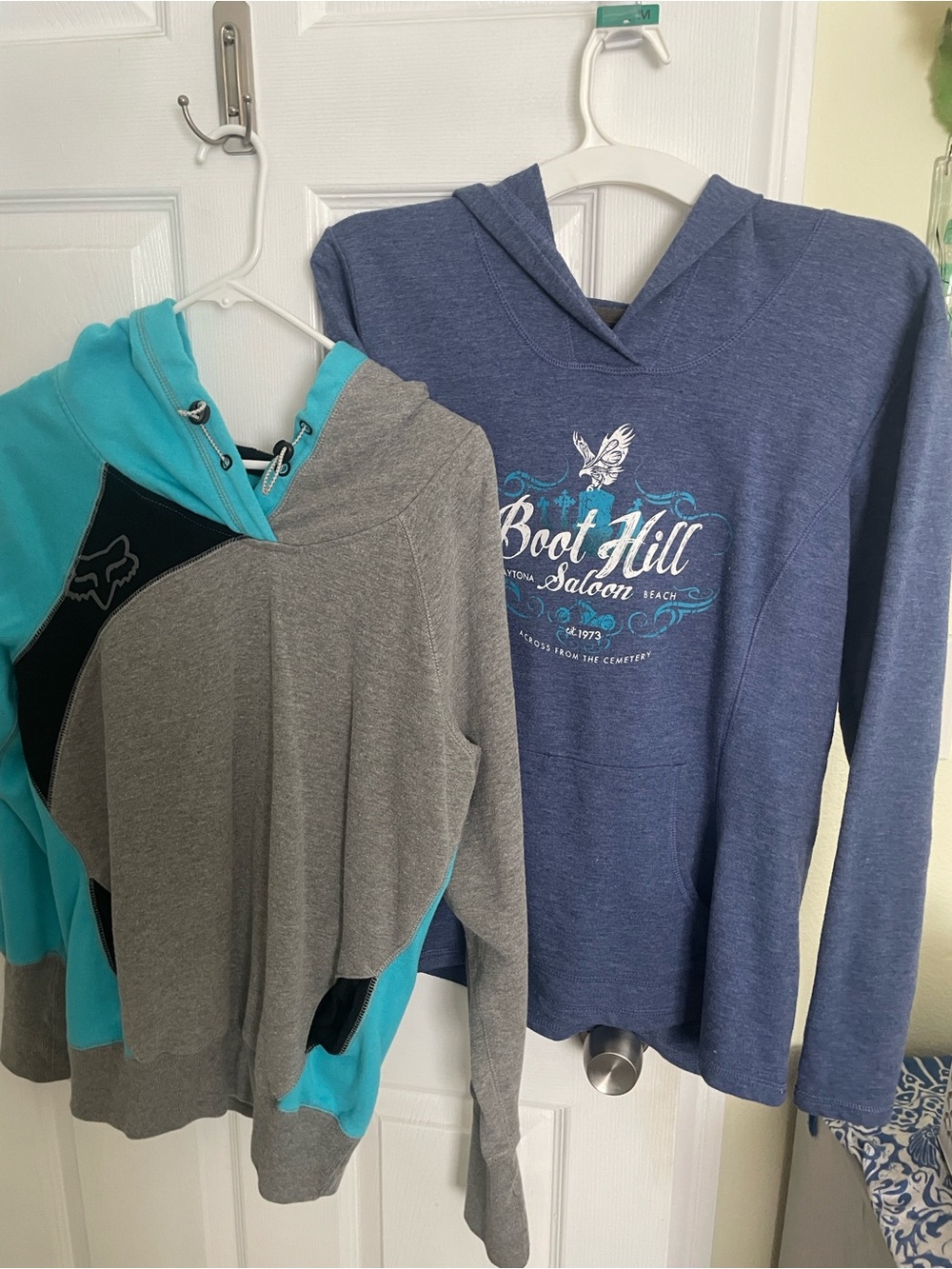 2 women’s hoodies blue tones. barely/gently worn M/L